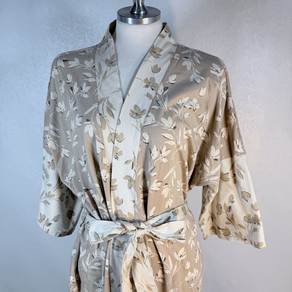 Pact Short Robe M/L Floral Tan Cream - Picture 3 of 12